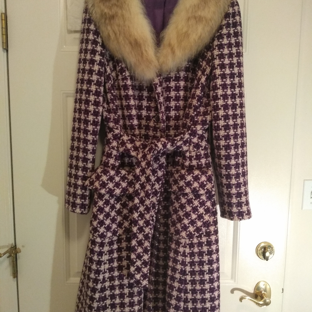 Purple Wool Tweed Vintage Jacket Wmn Sz 12